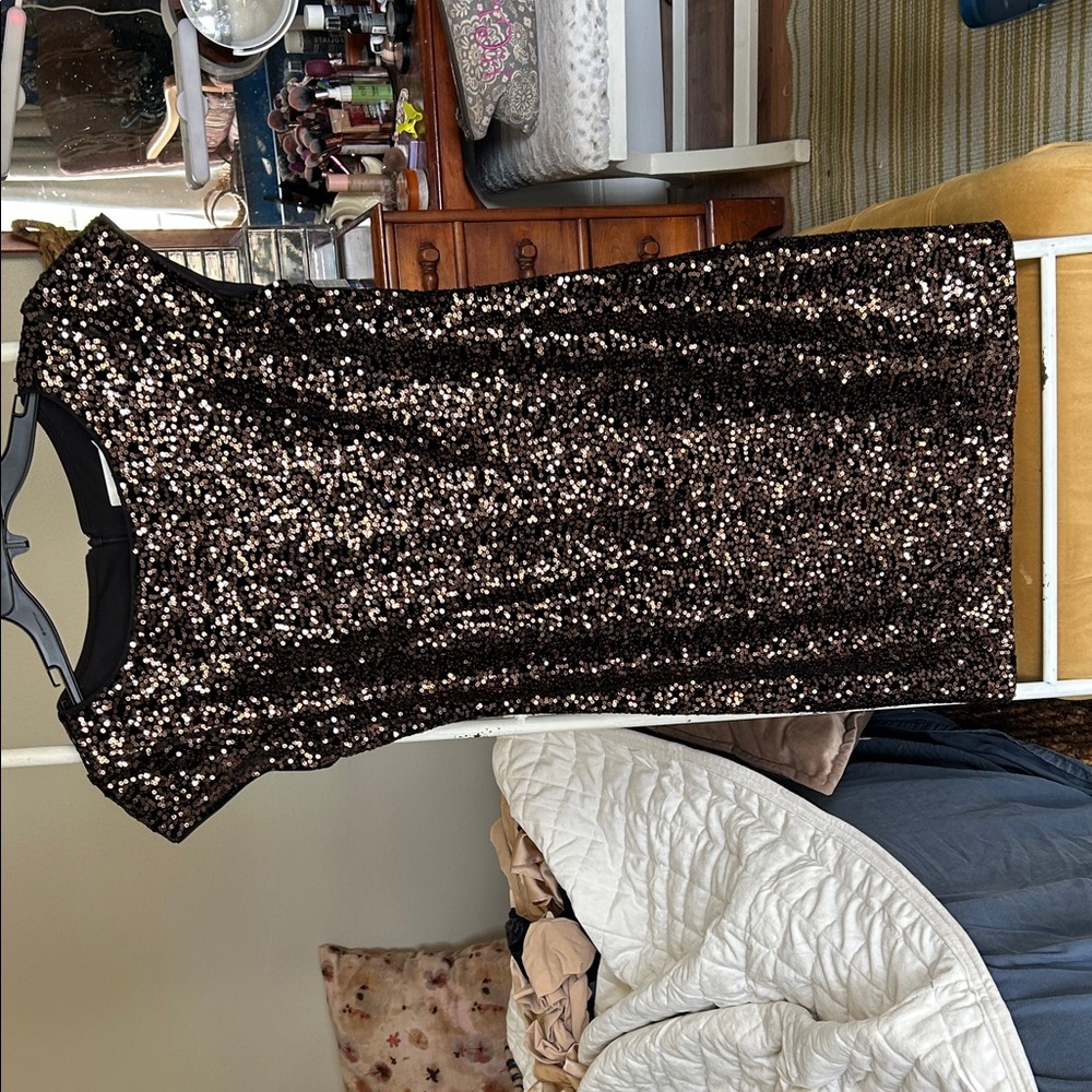 Eliza J Black and Gold Sequin Dress